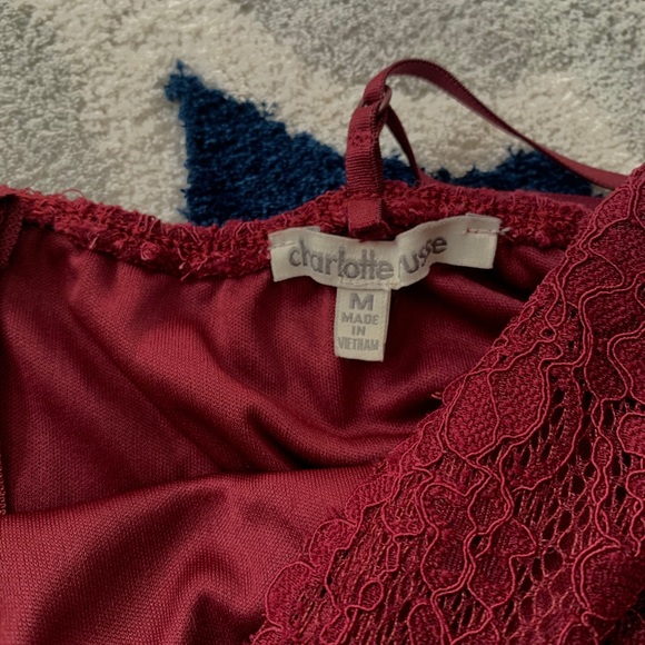 Wine Red Lace Bodice Skater Dress - Picture 10 of 11